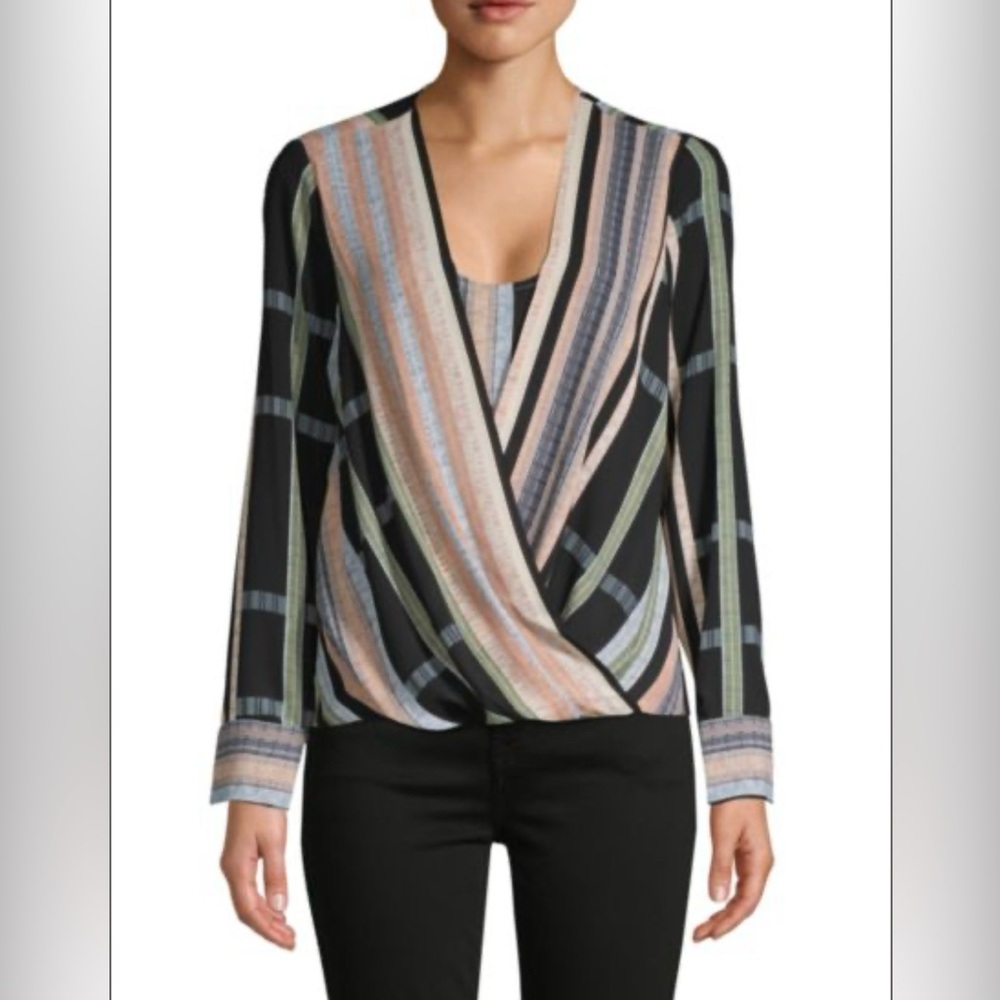 BCBGMAXAZRIA
Striped Faux ​Wrap Blouse size small